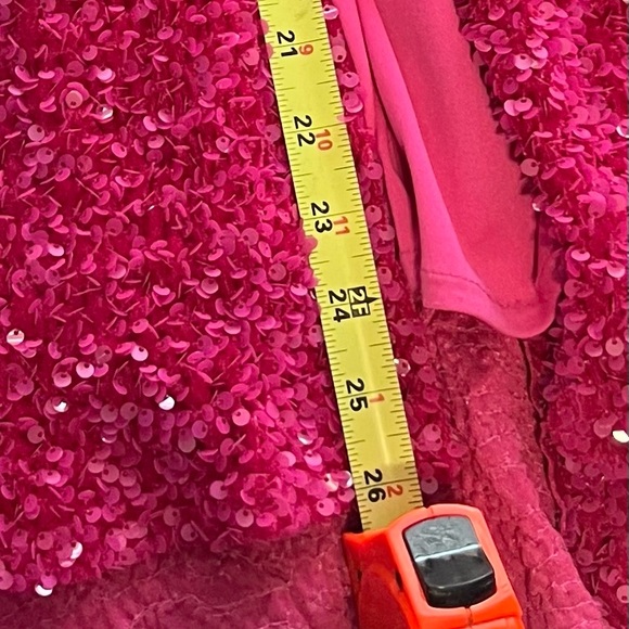 Elegant One-Shoulder Fuchsia Sequin Prom Dress - Picture 6 of 8